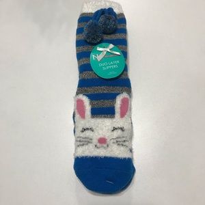 Blue bunny slipper socks